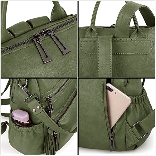 Image of UTO Women Backpack Purse Leather Vegan Ladies Fashion Designer Rucksack Convertible Travel Shoulder Bag with Tassel