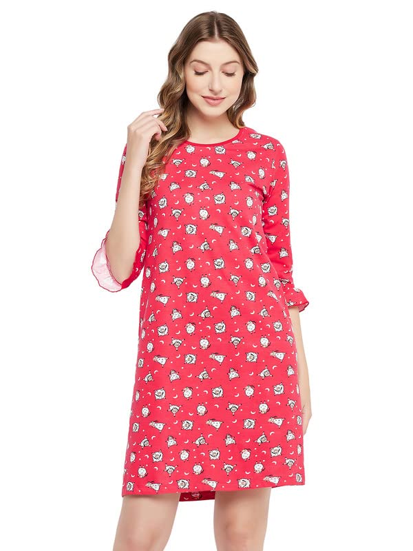 Clovia Women's Cotton Knee Length Casual Regular Night Gown