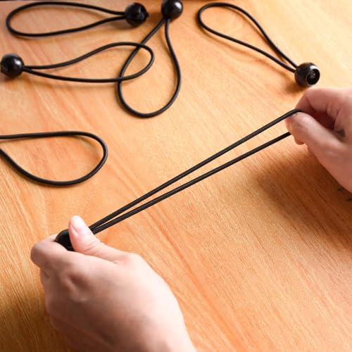 Luxiremi 20 Stück Bungee-Schnüre mit Kugeln, 15cm Latex Bungee-Krawatten Heavy Duty Tarpaulin Ball Bungee für Tarpaulin, Camping Tarp und Haushaltsgegenstände (Schwarz)