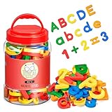 JoyCat 78 Pieces Magnetic Letters Numbers Alphabet Fridge Magnets ABC 123 Preschool Educational Learning Plastic Colorful Toy Set Uppercase Lowercase Math Symbols for Toddlers Kids