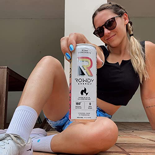 Rowdy Energy Drink Power Burn, Pink Lemonade, Sugar Free, 12 Fl Oz – Fitness Performance & Recovery With Amino Acids, Electrolytes, 160Mg Natural Caffeine, Keto Friendly (12 Pack) #TOP6