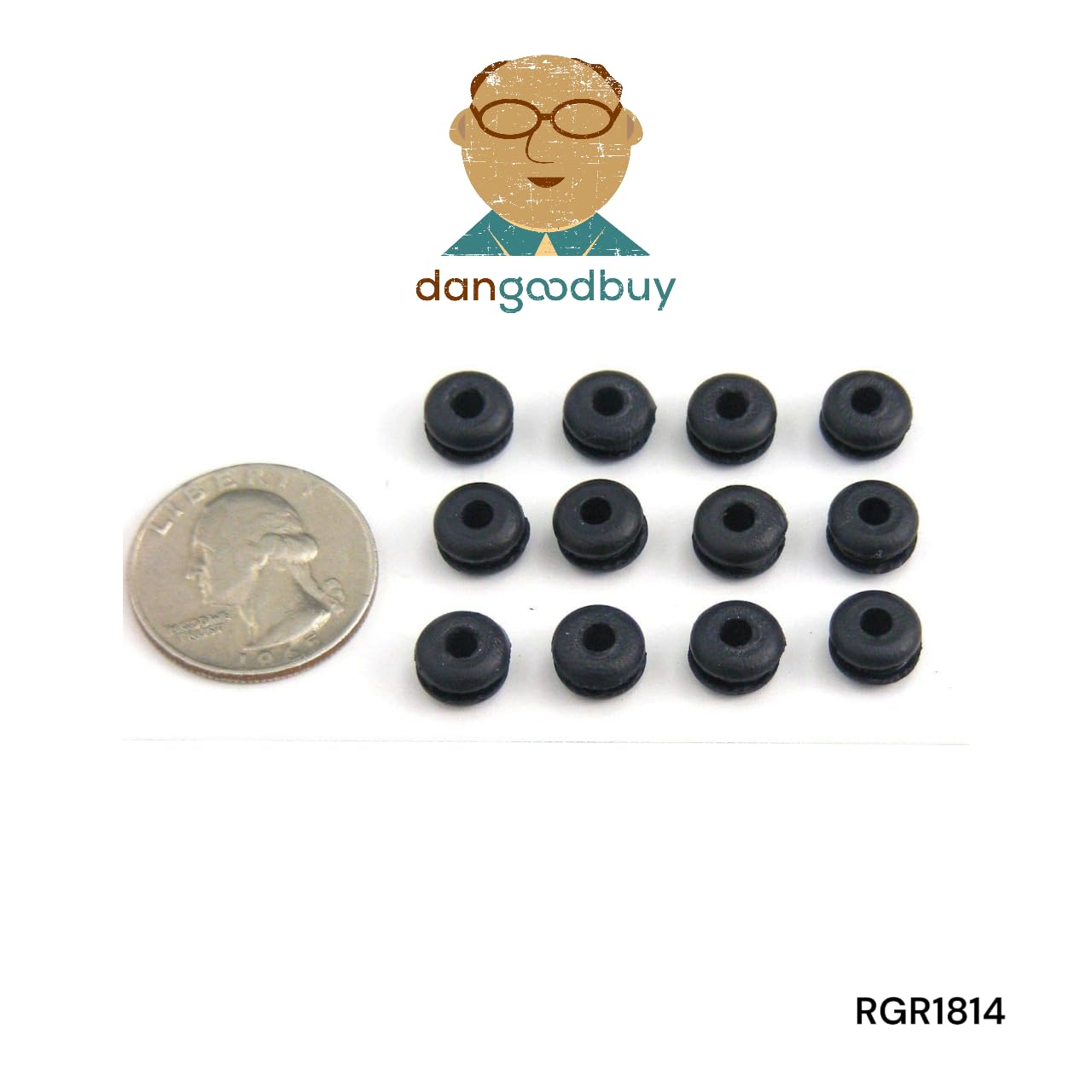 Black SBR Rubber Push-in Grommet - Inner Diameter 1/8", Outer Diameter 11/32", Fits Panel Hole 1/4", Fits Panel Thickness 1/16" (100)