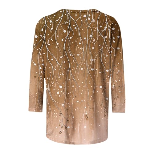 Image of 3 /4 Sleeve Tshirts Shirts for Women Vintage Flowers T Shirt Crew Neck Going Out Tops Elbow Length Sleeve Tops