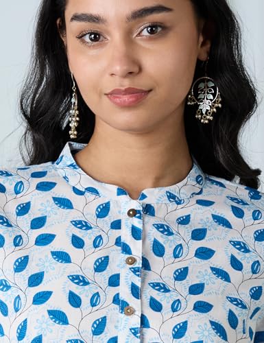 Image of Amazon Brand - Myx Women's Screen Print Straight Printed Regular Cotton Short Kurti (Available in Plus Sizes)
