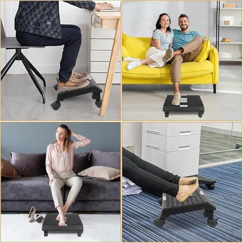 Image of Foot Rest for Under Desk at Work - Ergonomic Foot Stools for Under Office Desk - Rocking Footrest with Roller Massager - Leg Rest for Chair, Computer Gaming - Promote Leg Circulation (Style 4, Black)