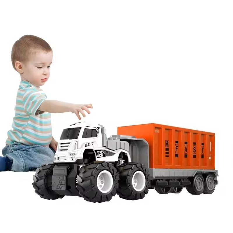 Image of Alloy Die cast 1:43 Logistic Transport Truck Toys Friction Powered Car Carrier Truck for Kids Boys Girls Miniature Toy Pull Back Vehicle Gift (Multicolor, Pack of 1)