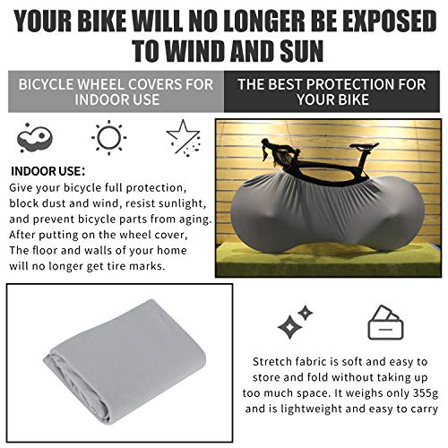 WESTGIRL Bicycle Wheel Cover, Anti-dust Indoor Bike Storage Bag, Washable Elastic Bicycle Scratch-Proof Protective Gear Tire Package for MTB Road Bike, Keeps Floors and Walls Dirt-Free