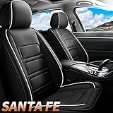TTX LIGHTING Car Seat Covers Custom Fit Full Set Seat Covers Compatible with Hyundai Santa Fe 2007-2023 Waterproof Faux Leather Vehicle Cushion Cover with Airbag