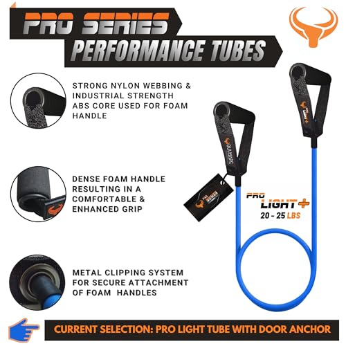 Image of BULMARC Resistance Tube /Bands for Exercises Set with Foam Handle, Featuring eBOOK with 45+ Exercises for Full Body Workout /Toning Tube for Exercise Door Anchor Optional