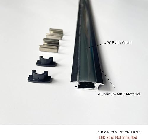 Miniatura 2 de Paquete de 20 difusores de canal de aluminio con tira LED de 3.3 pies3.3 ft, cinta en forma de collar debajo del gabinete, estante flotante