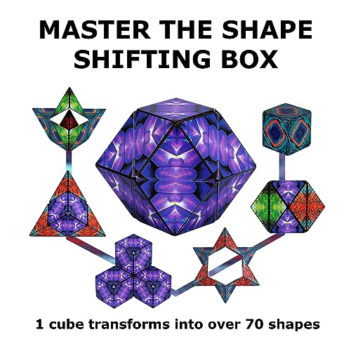 Image of Shashibo Shape Shifting Box - Award-Winning, Patented Fidget Cube w / 36 Rare Earth Magnets - Transforms Into Over 70 Shapes, Gift Box, Download Fun in Motion Toys Mobile App (Wings, 4 Pack)