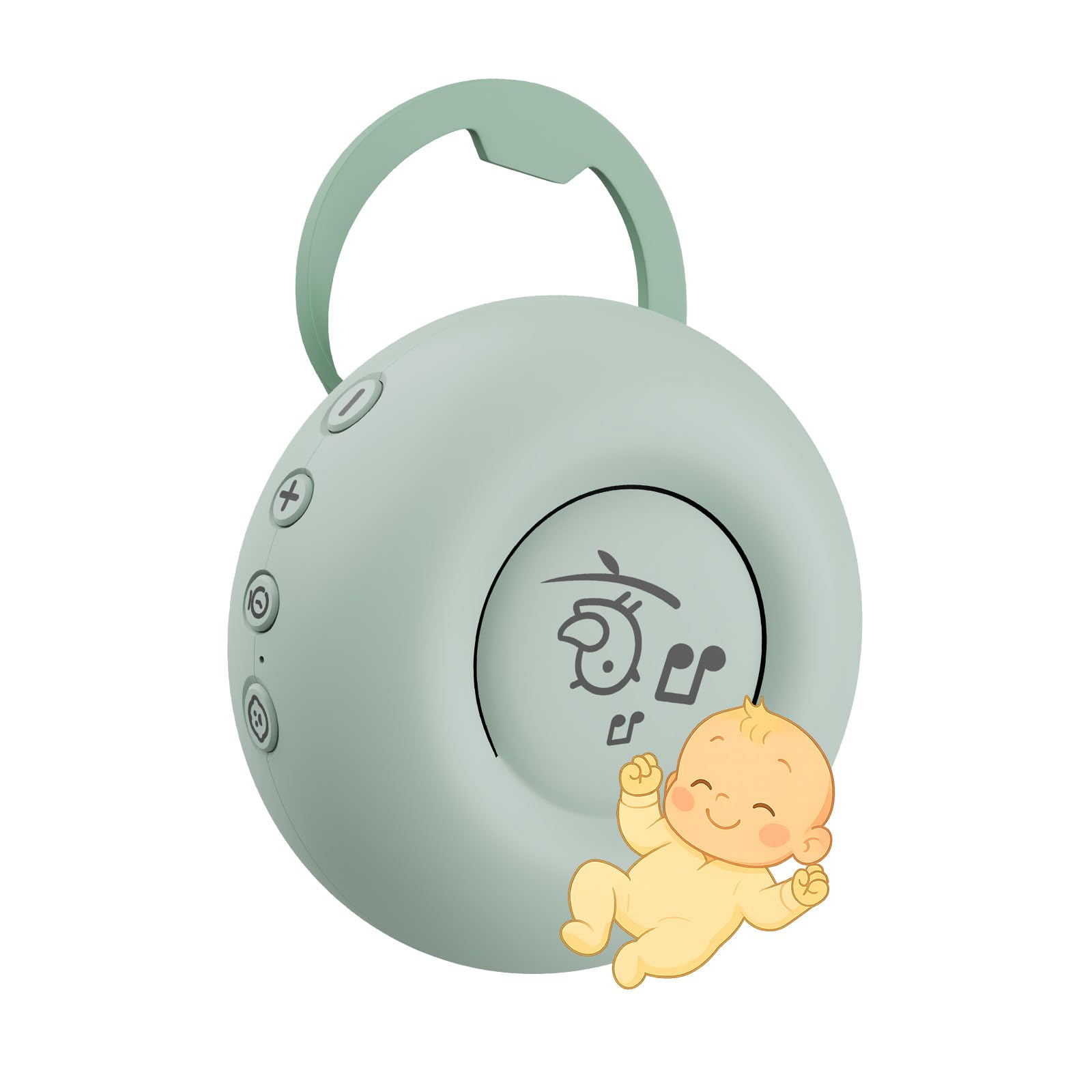 White Noise Machine Baby von MMOBIEL – mit 20 beruhigenden Klängen, Schrei-Sensor, Timer & USB-C – Tragbare Einschlafhilfe mit Weißem, Pinkem & Braunem Rauschen, Naturgeräuschen & Schlafliedern –Grün