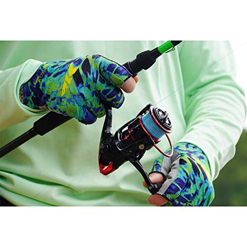 Kastking Sol Armis Sun Gloves Upf50+ Fishing Gloves Uv Protection Gloves Sun Protection Gloves Men Women For Outdoor, Kayaking, Rowing (J: Blue Tang Prym1, Large-X-Large) #TOP6