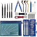 3D Drucker Werkzeug Set & Zubehör Kit, 42PCS 3D Drucker Tool Kit mit Reinigungsnadeln Drahtbürsten Entgrater Zangen Schaber Feilen & Aufbewahrungstasche, für Reinigung und Wartung