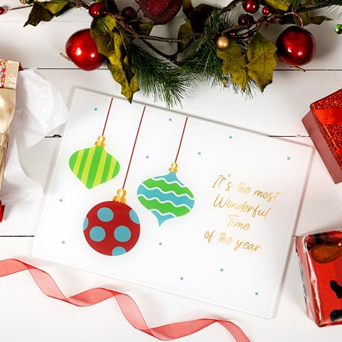Tabla de cortar de vidrio templado Pavilion Gift Company 13.75" x 9.75" con diseño navideño miniatura 4