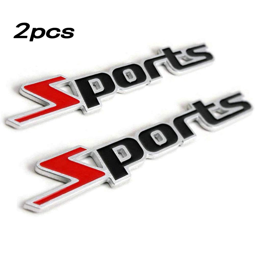 GO-UPP 2PCS 3D Sports Chrome Metal Car Sticker Emblem Badge Decals Stickers For Ford JEEP Dodge Mercedes BMW Mustang Volvo Chevrolet Nissan Audi VW Ford Honda Toyota Jaguar Decoration Accessories