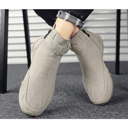 Men's Suede Hook Loop Chukka Boots Side Zipper Fashion Comfort High Top Ankle Boots Casual Handmade Soft Outdoor Hiking Booties4