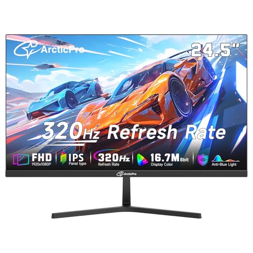 Image of ArcticPro 24.5 inch 320Hz /300Hz /240Hz Gaming Monitor, FHD 1080p Computer Monitor, 1ms, IPS Panel, Adaptive sync, NTSC 85%, sRGB 120%, Ultra Slim, DP x2, HDMI x2, VESA, with DP Cable up to 320Hz