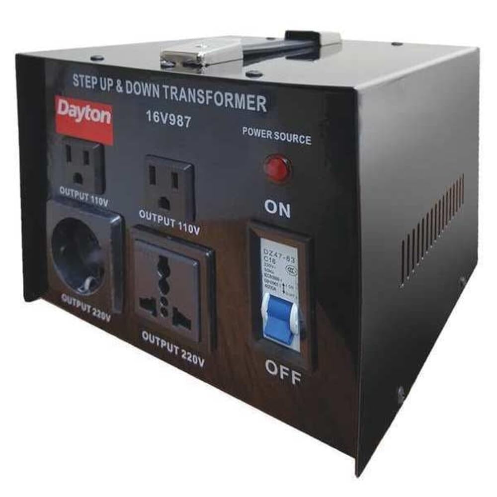 Dayton 1.5kVA Black Vented Metal Step Up/Step Down Voltage Converter, 50/60Hz - 16V987-picture-0