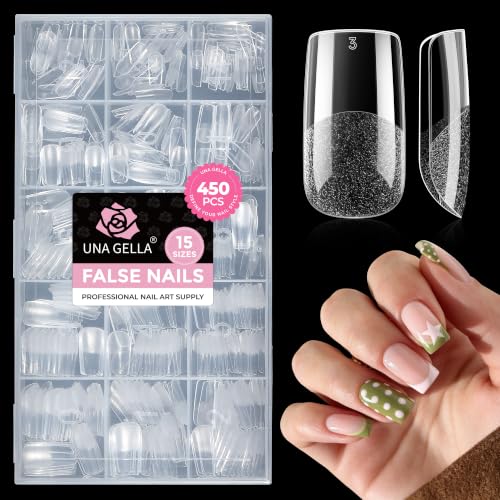 Image of UNA GELLA Medium Square Nail Tips 450PCS Fake Acrylic Gel Nail Tips