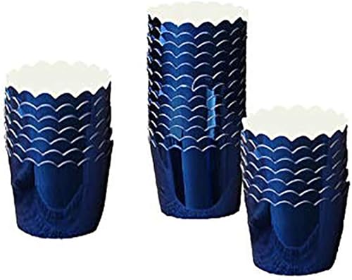 50 piezas de papel mini forros de papel para cupcakes para hornear, vacaciones, fiestas, bodas, aniversario (azul oscuro)