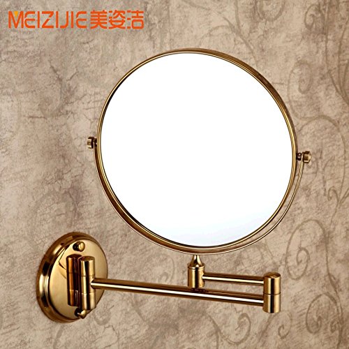 Weare Home Gold Finish 8-inch Round Wall Mounted 3x Magnifying Make up Mirror Bathroom Vanity Mirrors