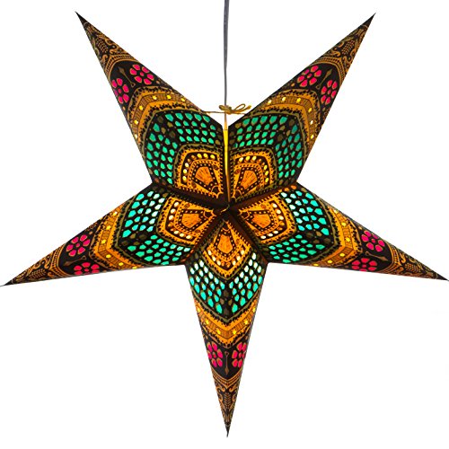 Image of Honeycomb Yellow Paper Star Lantern with 12 Foot Power Cord Included