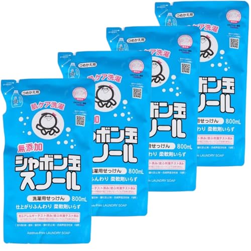 シャボン玉石鹸 洗濯 スノール 液体洗剤 詰め替え用 800mL×4点 無添加石けん 柔軟剤不要