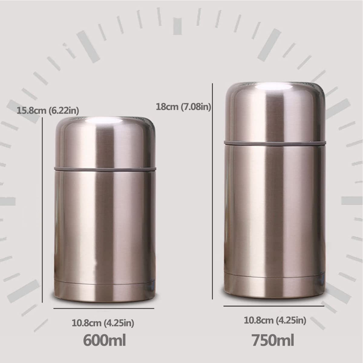 LANMOU Thermobehälter für Essen Isolierte Brotdose Aus Edelstahl BPA-frei Thermo Essensbehälter Ideal für Kinder und Erwachsene unterwegs Warmhaltebox Bleiben für warme und kalte Speisen (600ml)