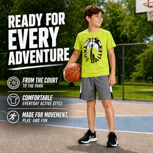 Image of Pro Athlete Active Boys Short Sets - 3 Piece Performance Short Sleeve T-Shirt and Dry Fit Shorts - Boys Athletic Sets (8-16)