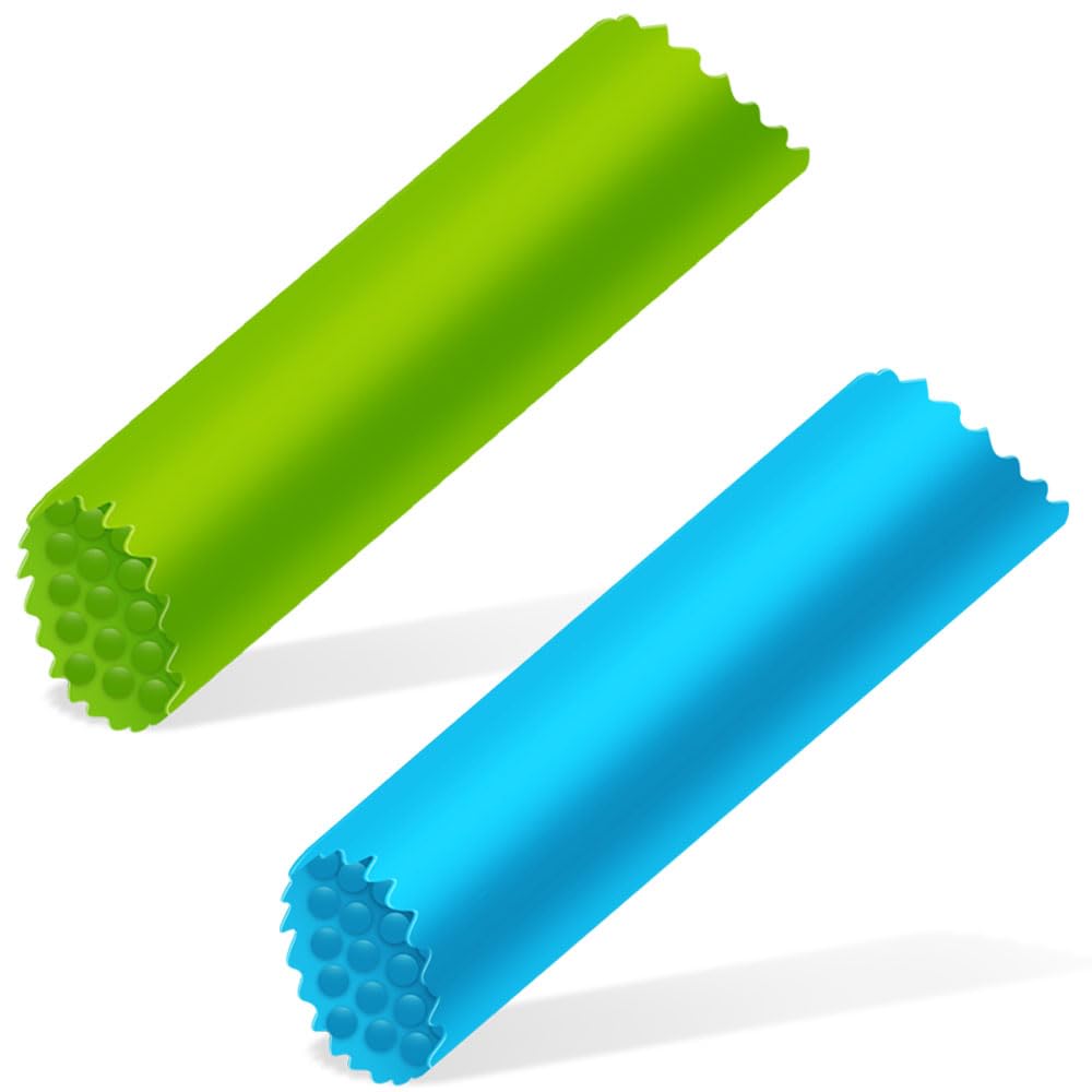 Garlic Peeler Garlic Skin Remover Roller Silicone Garlic Tube Rollers Skin Remover Garlic Roller Peeling Tube Tool for Useful Kitchen Tools (Green Blue)