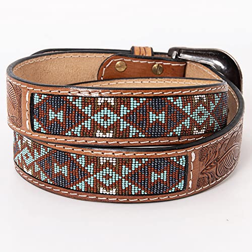 HILASON Western Genuine Leather Belt for Men Women Cowboy Cowgirl Handmade Unisex Full Grain Heavy Duty Tooled Beaded2