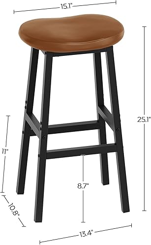 Miniatura 3 de Juego de 2 taburetes de bar, sillas de bar, taburetes de silla de montar con superficie curva, taburetes de cocina de altura de mostrador con