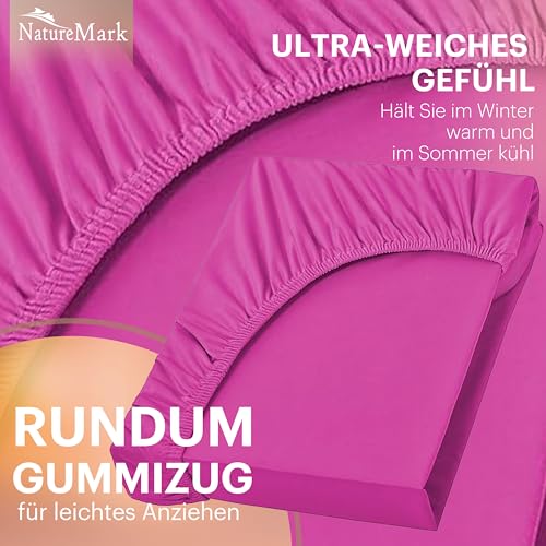 NatureMark Jersey Spannbettlaken, Spannbetttuch 100% Baumwolle in vielen Größen und Farben MARKENQUALITÄT ÖKOTEX Standard 100… – Ansicht 4