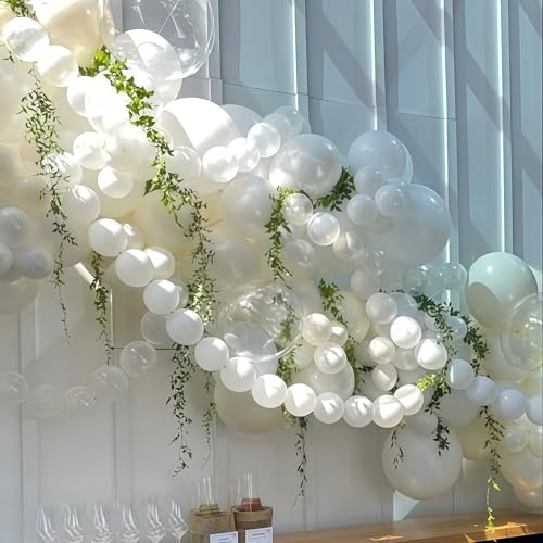 Image of Clear Quick Link Balloons, 100PCS 6 Inch Small Bubble Linking Balloons for Making Balloon Wall Heart Arch, Tails Balloon for Wedding Birthday Baby Shower Engagement Graduation Party Decorations
