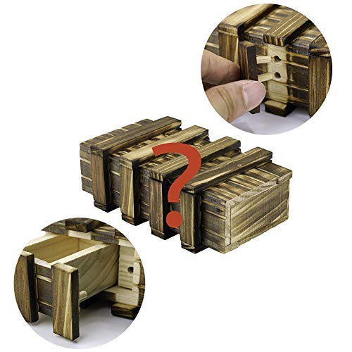 Locisne Personalisierte magische hölzerne Geschenkbox mit 2 zusätzlichen sicheren Speicherfächer Geheimfach Keepsake Box Memory Puzzle Box Hochzeitstag Geschenk Intelligenz Gehirn Teaser