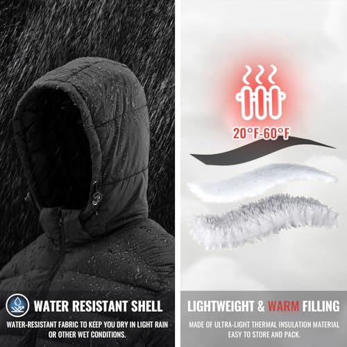 Rdruko Men's Puffer Jacket with Detachable Hood Lightweight Water Resistant Insulated Winter Puffy Coat3