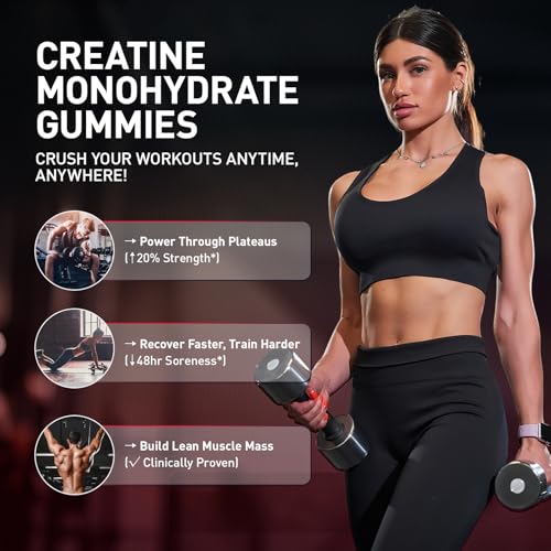 Image of Creatine Gummies for Women & Men, Blueberry Flavor, 120 Count | Chewable Creatine Monohydrate Gummies, 5g Creatine per Serving, Low Sugar, 30 Days Supply