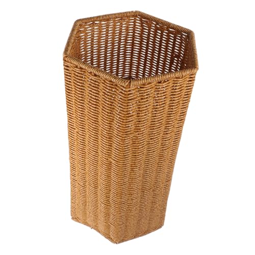 Support de rangement pour parapluies hexagonal imitation rotin avec bac à eau pour entrée