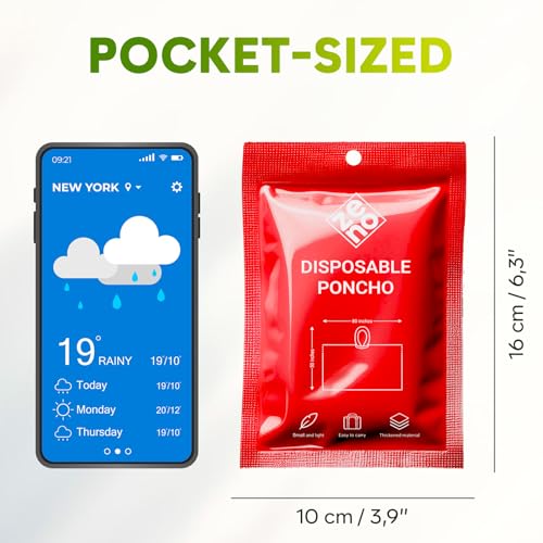 ZENO Rain Poncho Waterproof Adult - Festival Poncho - Waterproof, Disposable, Clear with Hood - Emergency Rain coat for Hiking, Cycling, Camping, Concert - Image 4