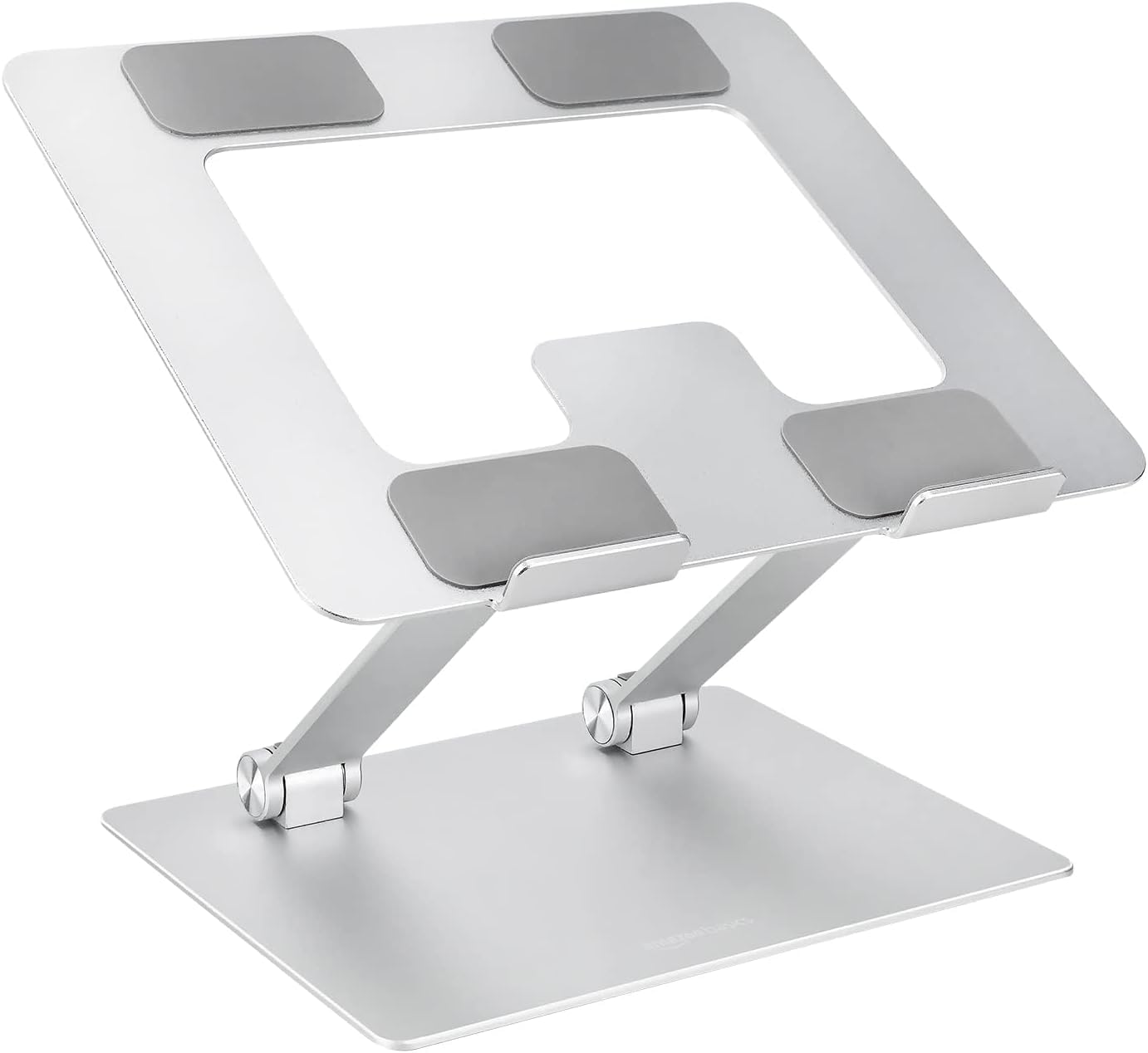 Amazon Basics Sturdy and Portable Ergonomic Laptop Stand for Desk,Height Adjustable Riser with Ventilated Cooling,Foldable,Fits All Laptops up to 17.3 Inch,Silver,10 x 8.7 x 6 in,(Pack of 12)