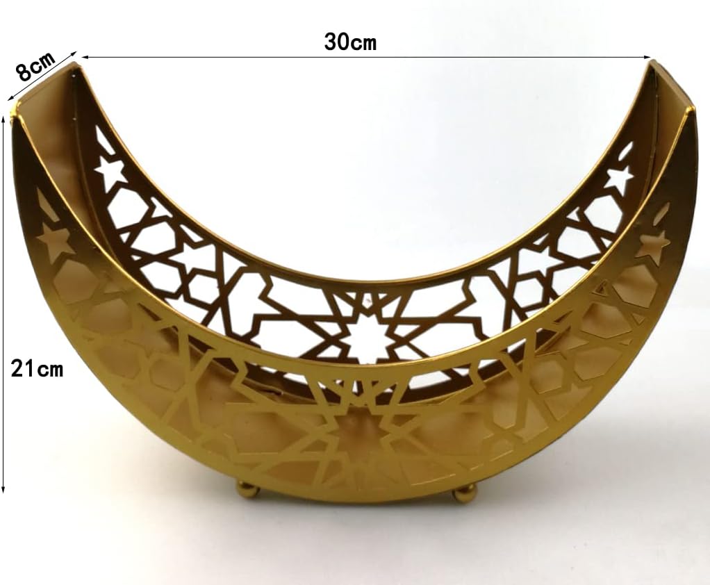 Eforcase Iron Ramadan Trays, Modern Design, Large Capacity, Eid Decorations, Dishwasher Safe, Includes Moon and Star Plates