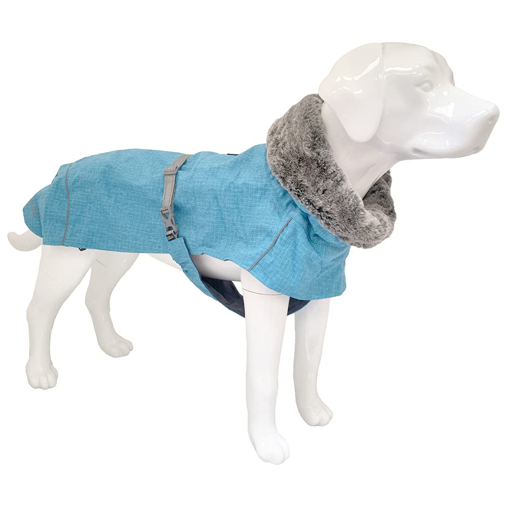 Crosses Abrigo de Senderismo para Perro, Impermeable para Perros, Abrigo Acolchado de Invierno, Forro Termopila, Turquesa Everest, Talla 25 cm - 151 g