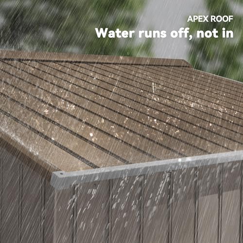 9 x 6 ft Metal Garden Shed Waterproof Galvanised Light Brown - Image 6