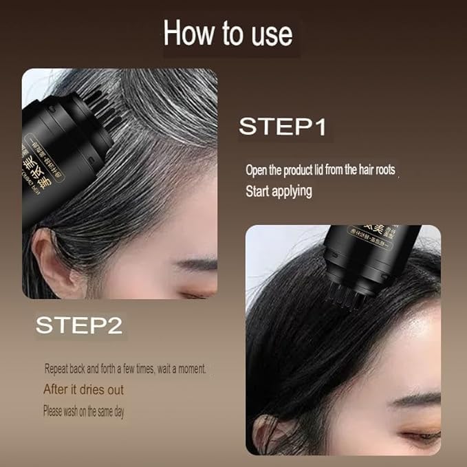 SWIREUK Professional Hair Dye Stick 2-in-1 Waterproof & Sweatproof Hair Color Pen Stick, Instant Black Root Touch Up Pen for White Hair Coverage, Portable Hair Dye Brush for Men & Women (Black) 2
