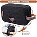 Mactso Mens Travel Toiletry Bag Canvas Leather Cosmetic Makeup Organizer Shaving Dopp Kits with Double Compartments (Black)