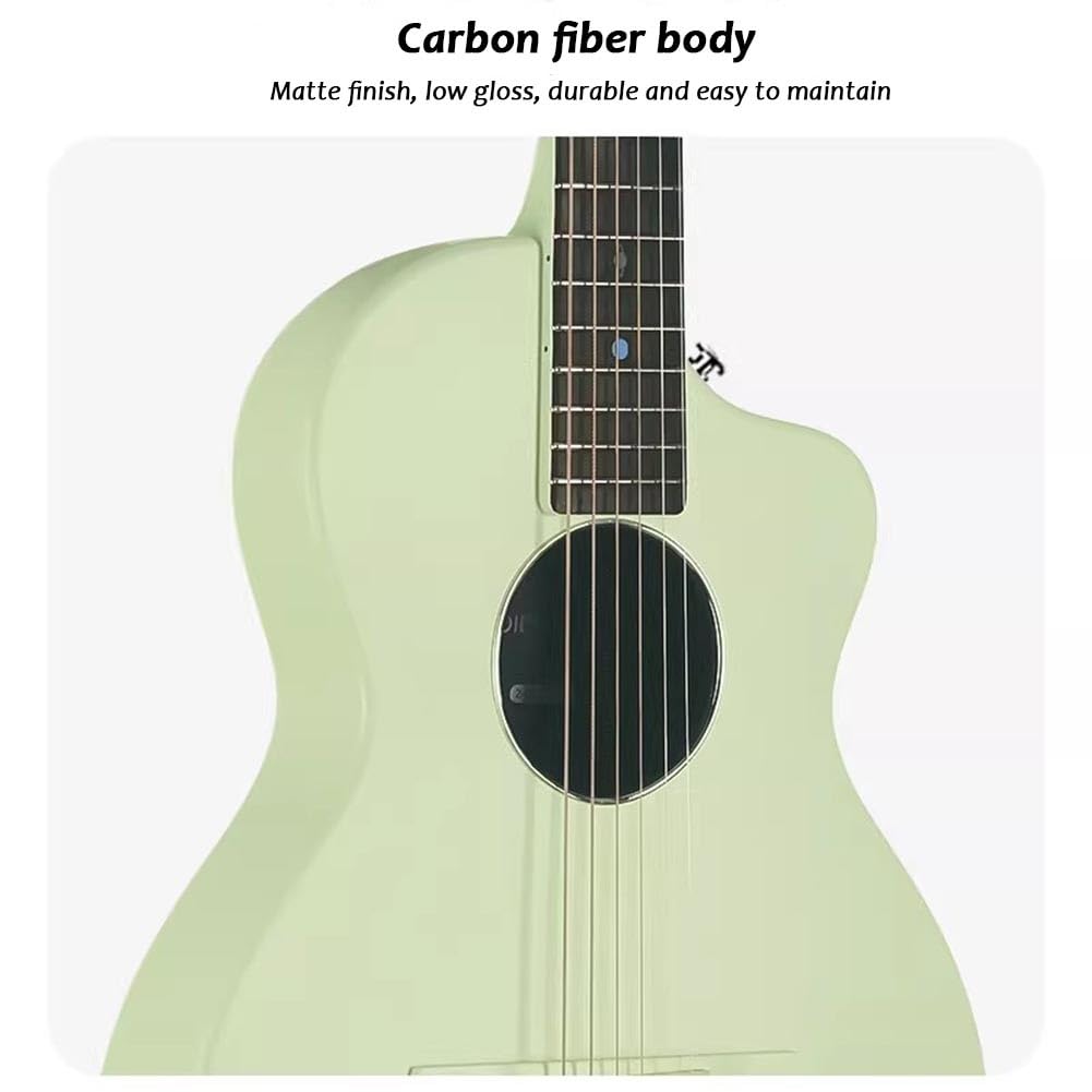 Guitarra Folk De 38 Pulgadas De Fibra De Carbono, Guitarras Acústicas Con Cutaway Fabricada Con Material Compuesto De Fibra De Carbono Mediante Moldeo Integrado(Black)