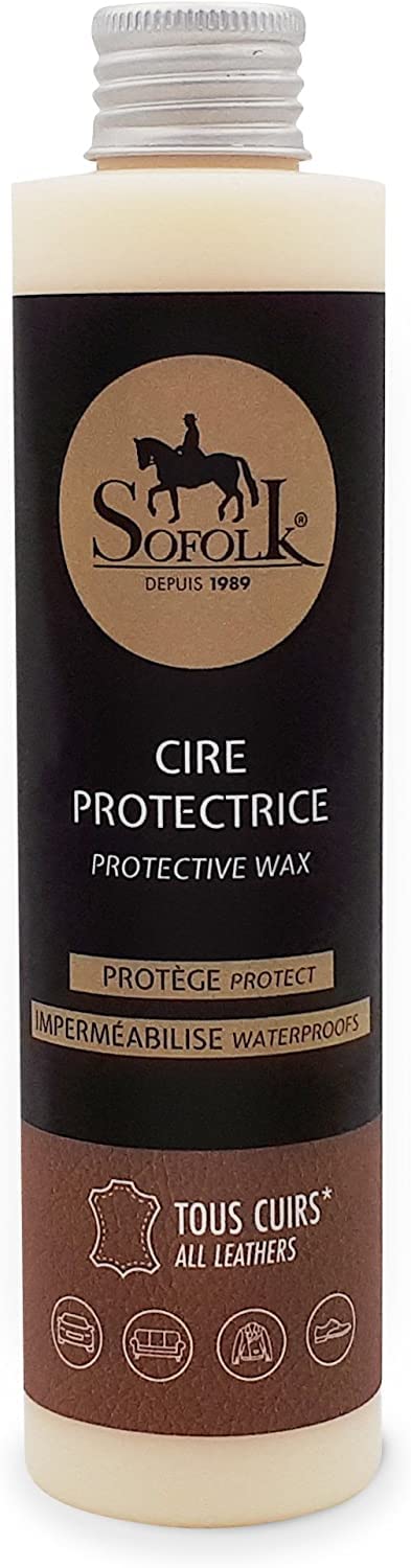 SOFOLK - Cera Protectora incolora de Piel para Proteger y cuidar la Flor del Cuero de los roces (500ML)