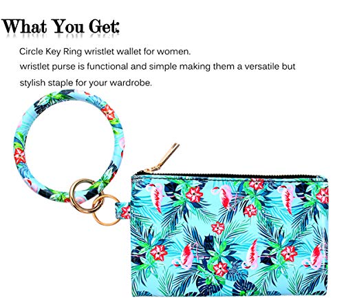 momo mo Key Chain Bracelets Women Keyring Bangle Circle Faux Leather Keychain With Wallet Wristlet Card Holder3
