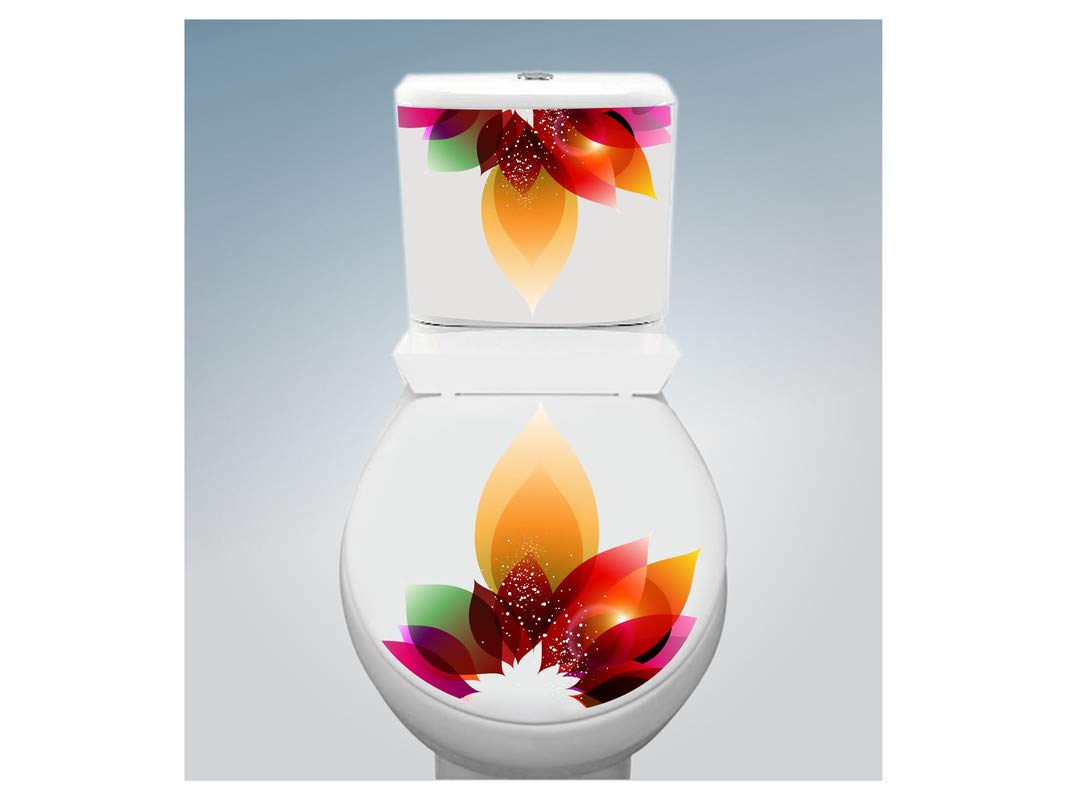 DivineDesigns™ Colorful Leaves Toilet Seat Sticker (Size :- 38 X 33 cm)-picture-28